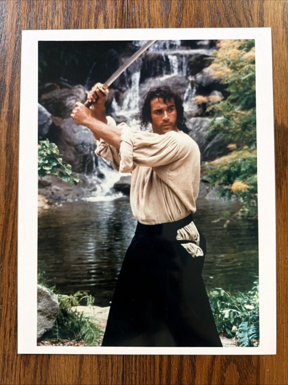 Highlander Adrian Paul Posing with Sword by Waterfall 8 x 10 inch photo - Picture 1 of 1
